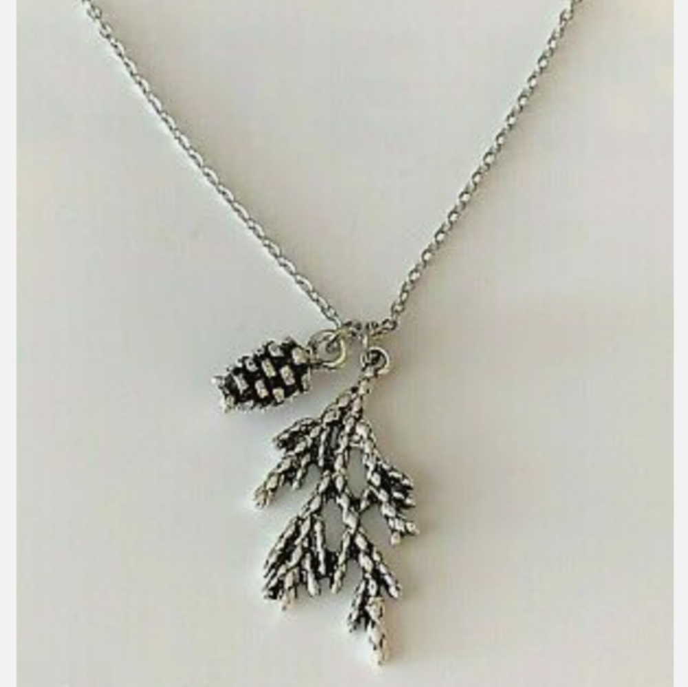 Pinecone bough with pinecone pendant  necklace
